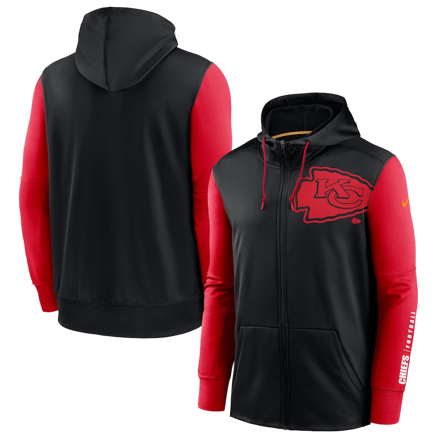 NFL Nike Kansas City Chiefs Black Red Fan Gear Mascot Performance FullZip Hoodie->kansas city chiefs->NFL Jersey